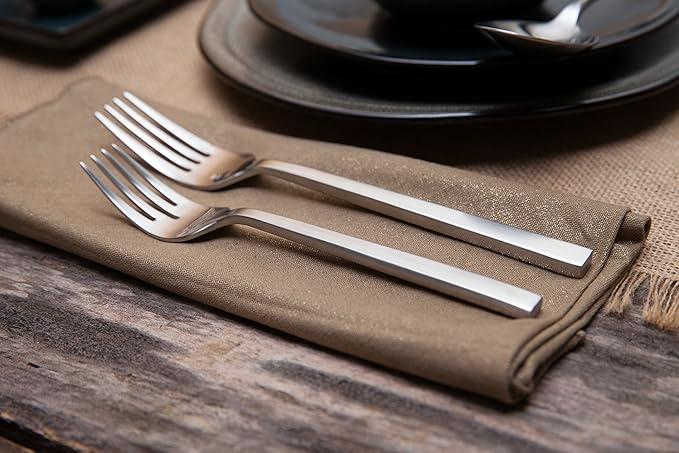 FORTESSA Arezzo 18/10 Stainless Steel Flatware, 20 Piece Place Setting With Table Knives, Forks and Spoons (Service For 4), Dishwasher Safe, Brushed
