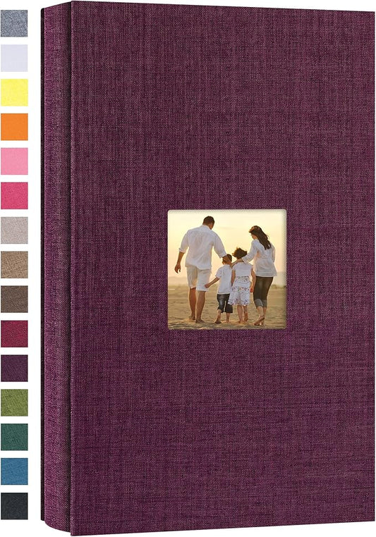 potricher Small Photo Album 4x6 300 Photos Linen Cover Picture Photo Book for Family Wedding Anniversary Baby Vacation (Purple,300 Pockets)