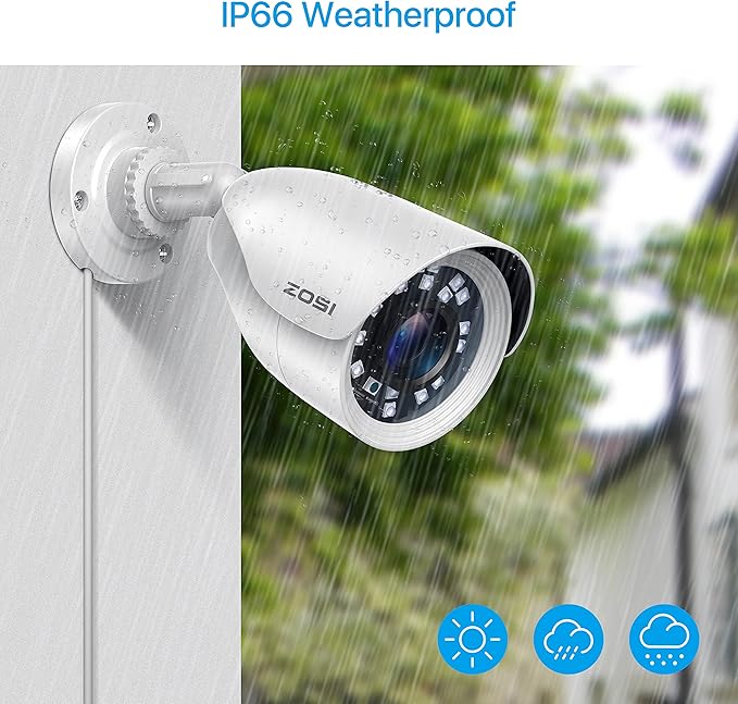 ZOSI 4 Pack HD-TVI 1920TVL 1080p Home Security Camera Outdoor Indoor, Weatherproof Surveillance CCTV Bullet Camera with 80ft Long Night Vision and 90° View Angle