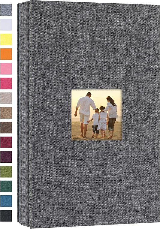 potricher Small Photo Album 4x6 300 Photos Linen Cover Picture Photo Book for Family Wedding Anniversary Baby Vacation (Gray,300 Pockets)