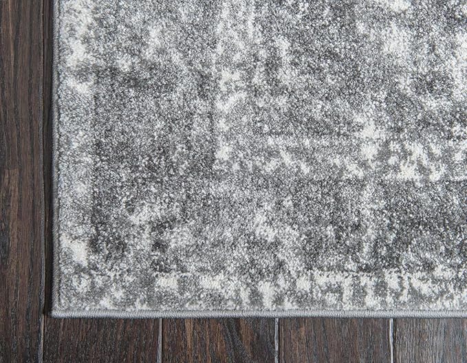 Unique Loom Rosso Collection Vintage, Traditional, Bohemian, Geometric, Distressed, Southwestern Area Rug, 4' 0" x 6' 0", Gray/Ivory