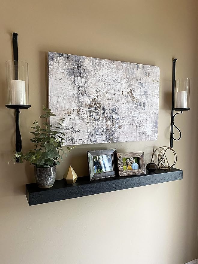 Joel's Antiques - 30 Inch Wooden Floating Shelves for Wall - 30x8x2 in - Made of Natural Wood - Heavy Duty Rustic Wall Shelves for Bedroom - Perfect for Living Room, Kitchen - Black