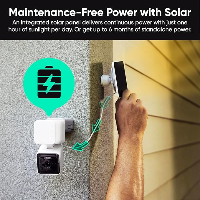WYZE Solar Cam Pan (Flagship Model), AI Security Cameras Wireless Outdoor, Battery Powered Cameras for Home Security, 2K Crystal-Clear, Enhanced Color Night Vision, No Blind Spots, Peace of Mind