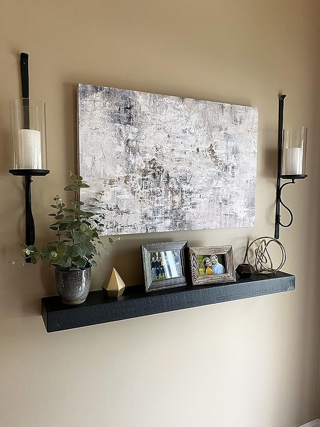 joelsantiques 60 Inch Wooden Floating Shelves for Wall - 60x8x2 in - Made of Natural Wood - Long Heavy Duty Rustic Wall Shelves for Bedroom - Perfect for Living Room, Kitchen - Made in USA - Mocha