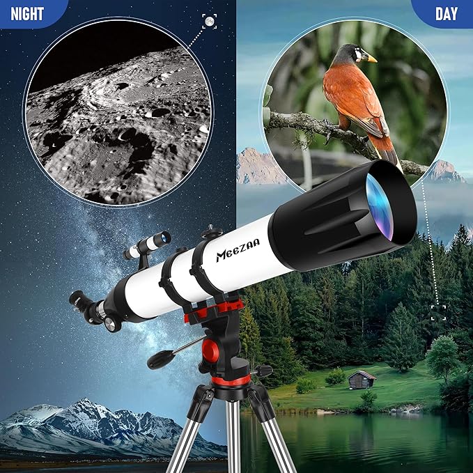 Telescope, Telescope for Adults High Powered Professional, 90mm Aperture 800mm Refractor Telescopes for Astronomy Beginners Fully Multi-Coated with AZ Mount Tripod & Phone Adapter & Carry Bag