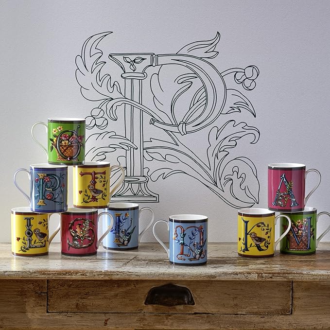 Spode Kit Kemp 12oz Mug in Fine China, H Initial - Custom Coffee Cup for Hot Beverages, Personalized Gift Idea for Her, Him, Friends, Coffee Lovers - Stylish Letter Mug for Daily Use, Dishwasher Safe