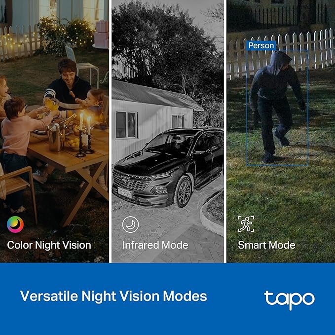 Tapo 2K 3MP Pan/Tilt Indoor/Outdoor Security Camera, Free Person/Baby Cry Detect & Motion Track, 360° View, Color Night Vision, SD/Cloud Storage, Works w/Alexa & Google Assistant, HybridCam 360