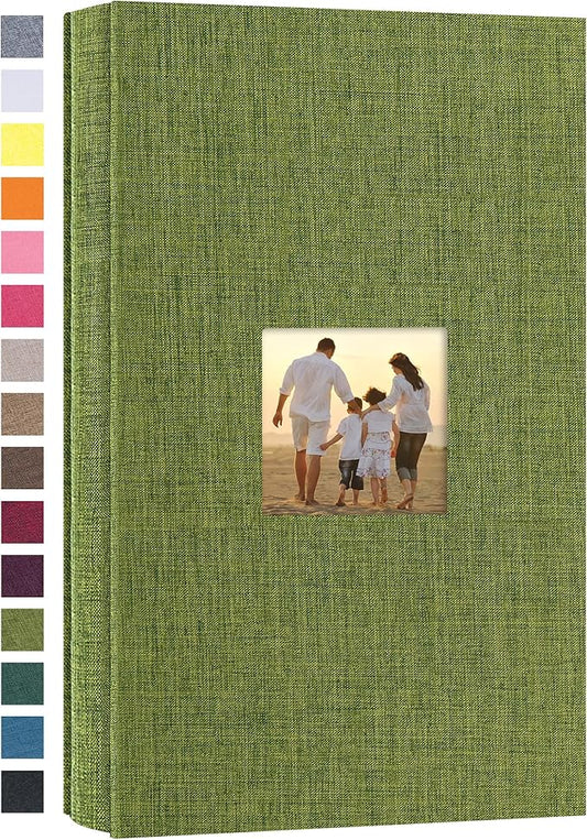 potricher Small Photo Album 4x6 300 Photos Linen Cover Picture Photo Book for Family Wedding Anniversary Baby Vacation (Green,300 Pockets)