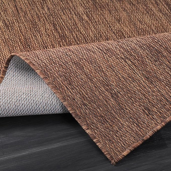 Washable Indoor Outdoor Rug 6x9 Weather Resistant Area Rugs Modern Solid for Porch Deck Balcony Backyard Patio Outside Carpet (6 X 9 Gold Brown)