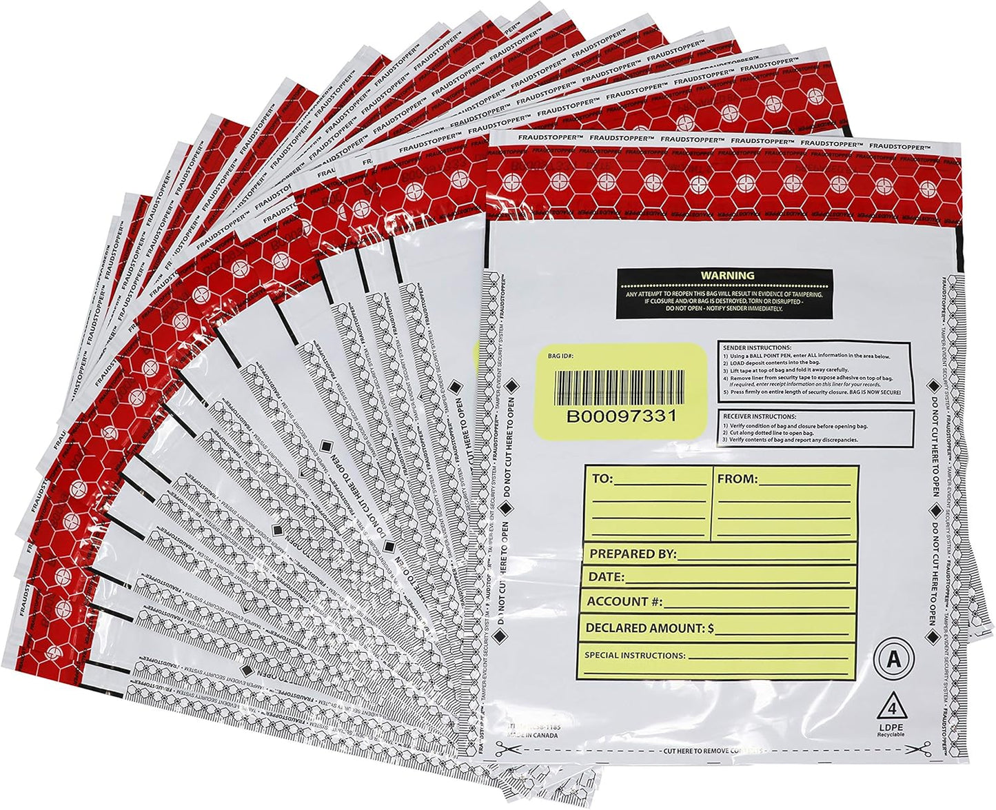 Nadex Tamper Evident Cash and Coin Bank Deposit Bags for Fraud Prevention, 9 x 12, Opaque, 1000 Pack