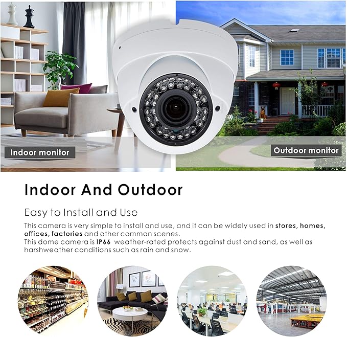 5MP 4MP Dome Super Hybrid Security Camera HD-TVI/CVI/AHD/960H CCTV Surveillance Security Camera 2.8-12mm Varifocal Lens Outdoor/Indoor 98ft IR Waterproof Day&Night Vision Array Dome Cam