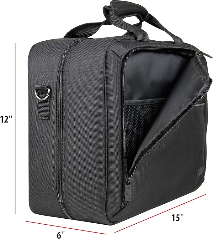 USA Gear Projector Carrying Case, Customizable Scratch Resistant Interior, HDMI Projector Bag Compatible with Epson, Benq and More Bluetooth (15 x 12 x 3 inches) - Black