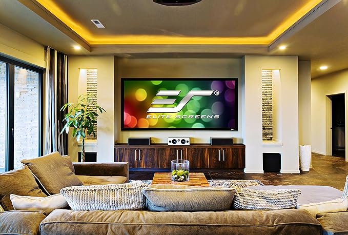 Elite Screens Sable Frame 2, 158-inch Diagonal 2.35:1, Active 3D 4K Ultra HD Ready Fixed Frame Home Theater Movie Office Presentations Indoor Front Projection Projector Screen, ER158WH2-WIDE, Black