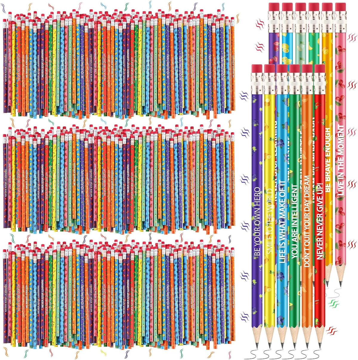 360 Pcs Scented Pencils Bulk for Kids Inspirational Motivational Cute Fun Fruit Wood Smelly Graphite Pencils with Erasers for School Classroom Office Students Girls Boys Gifts Supplies