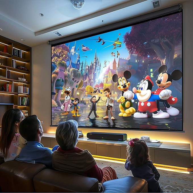 94" Motorized Projector Screen, Electric 4:3 Projector Screen with Remote Control, Indoor/Outdoor HD Movie Screen, Wall/Ceiling Mounted, Perfect for Home Office Theater TV, White