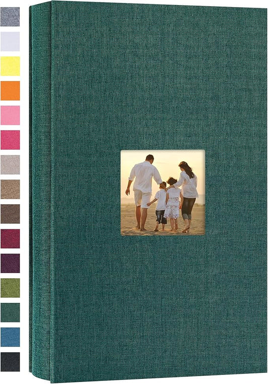 potricher Small Photo Album 4x6 300 Photos Linen Cover Picture Photo Book for Family Wedding Anniversary Baby Vacation (Dark Green,300 Pockets)