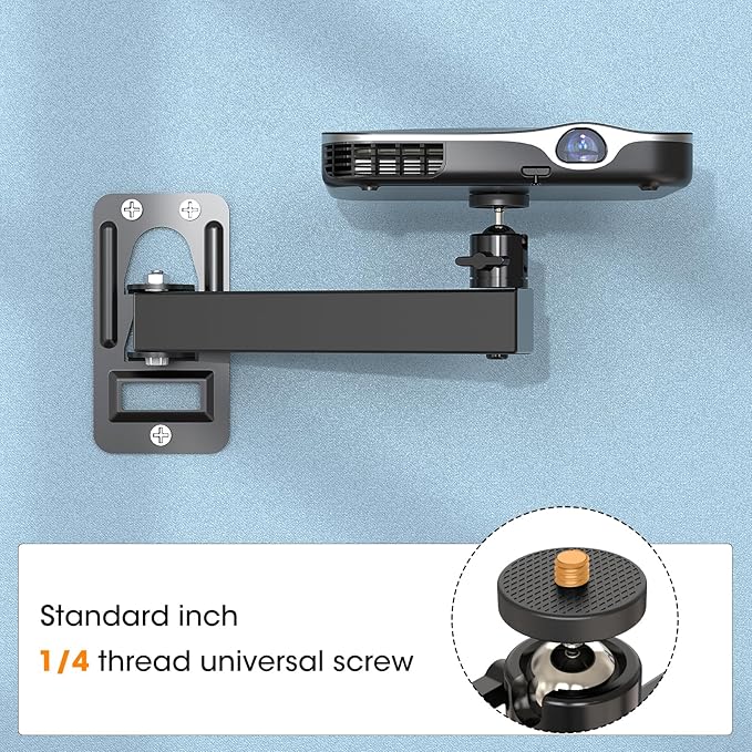 Mini Ceiling Wall Projector Mount Stand- Adjustable Tilt&Swivel Hanging Projector Holder Wall Mount Hanger Rack Stand for Mini Projector with Cable Ties