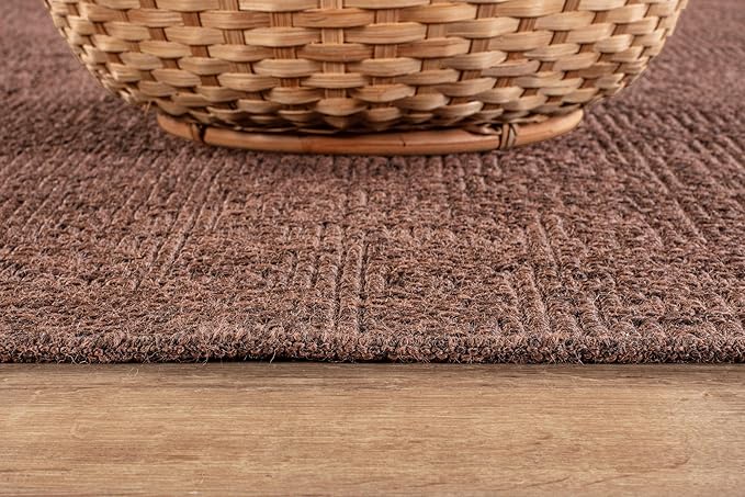 CAMILSON Easy Jute Round Rug 6ft Indoor Outdoor Brown Color Fiber Area Rugs for Living Room Patio and Kitchen Rug, Solid Boho Woven Design Easy-Cleaning, Washable Outside Carpet Alfombras (6 Round)