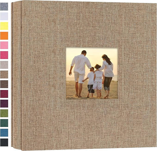 potricher Small Photo Album 4x6 200 Photos Linen Cover Picture Photo Book for Family Wedding Anniversary Baby Vacation (Khaki,200 Pockets)