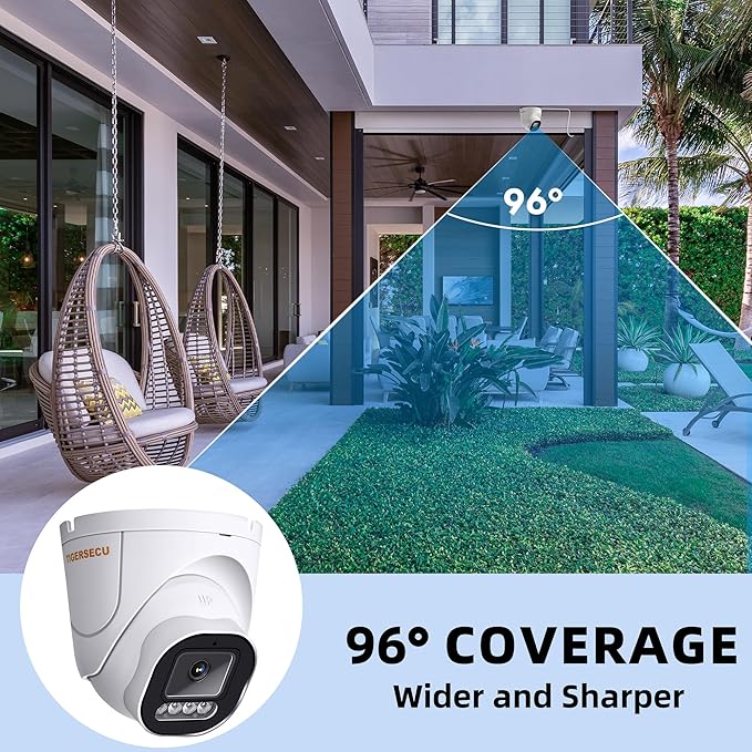 TIGERSECU 5MP Wide Angle Dome Security Camera for TVI, CVI, AHD, CVBS DVRs, Weatheproof for Indoor/Outdoor Use, Hybrid 4-in-1 with OSD Switch (Power Supply and Coaxial Cable Sold Separately)
