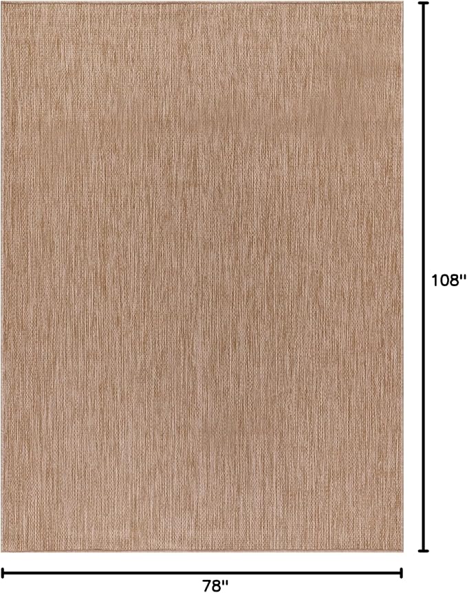 Washable Indoor Outdoor Rug 6x9 Weather Resistant Area Rugs Modern Solid Jute Rug for Porch Deck Balcony Backyard Patio Outside Carpet (6 X 9 Jute Beige)