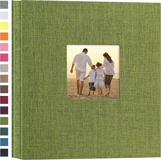 potricher Linen Hardcover Photo Album 4x6 600 Photos Large Capacity for Family Wedding Anniversary Baby Vacation (Green, 600 Pockets)