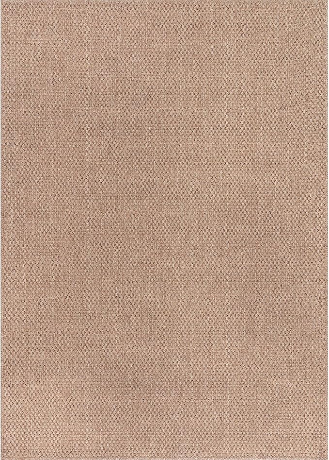 CAMILSON Easy Jute Rug 9x12, Large Indoor Outdoor Natural Color Farmhouse Area Rugs for Living Room Patio and Kitchen Rug, Solid Boho Woven Design, Easy-Cleaning, Washable Outside Carpet (9 x 12)
