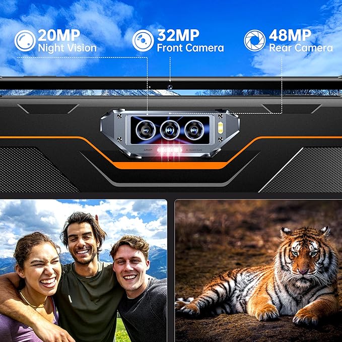OUKITEL RT8 Android 14 Rugged Tablet - 11 inch Octa-Core MTK Helio G99 Waterproof Tablets with Folding Stand, 20000mAh 12GB RAM+256GB ROM/1TB 48MP+32MP Camera Tablet PC, IP68&IP69K/TÜV/Dual SIM 4G LTE