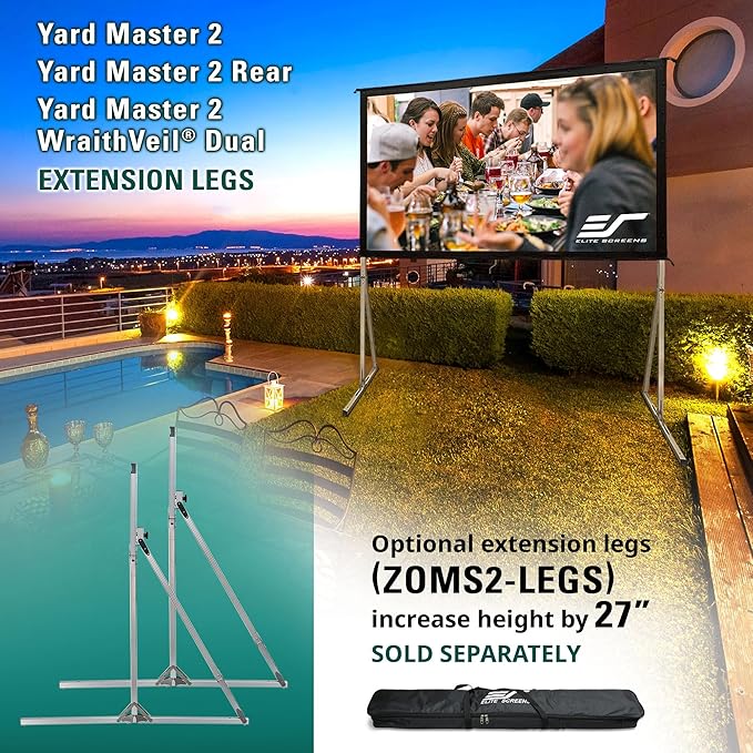 Elite Screens Yard Master 2, 100-inch Indoor Outdoor Portable Fast Folding Projector Screen w/ Stand 16:9, 8K 4K Ultra HD 3D Movie Theater Rear Projection , OMS100HR3 -US Based Company 2-YEAR WARRANTY