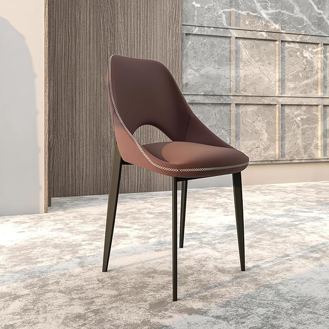 LeisureMod Amalfi Upholstered Fabric Dining Chair – Modern Side Chair with Iron Legs, Mid-Century Accent Chair for Dining Room or Kitchen
