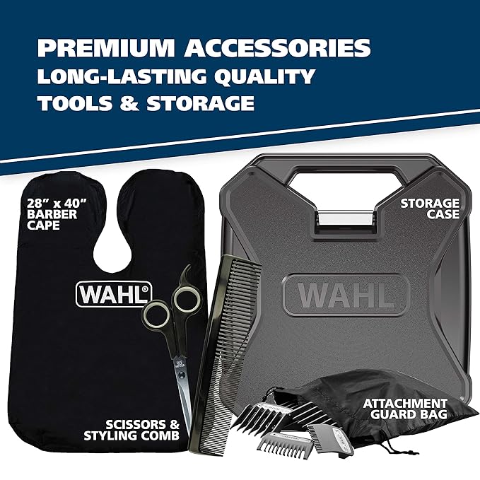 Wahl USA Elite Pro High-Performance Corded Home Haircut & Grooming Kit for Men – Electric Hair Clipper – Model 79602M