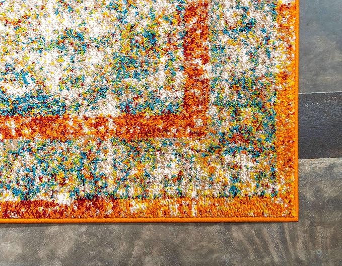 Unique Loom Rosso Collection Vintage, Traditional, Bohemian, Geometric, Distressed, Southwestern Area Rug (9' 0 x 12' 0 Rectangular, Beige/Orange)