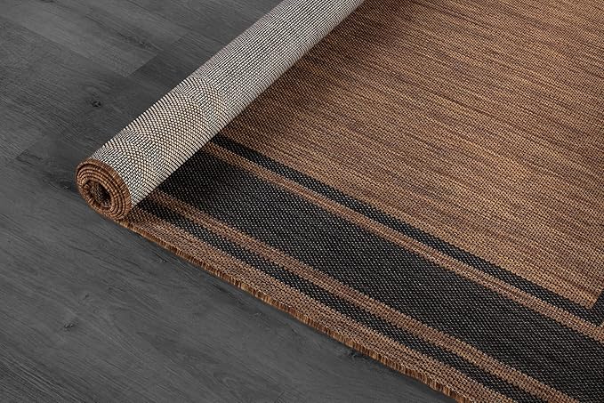 Beverly Rug Outdoor Rug 6x9 Modern Bordered Area Rugs for Indoor and Outdoor Patio Deck Porch Garden Waterproof Weather Sun Resistant Washable Outside Carpet (6 x 9 Gold)
