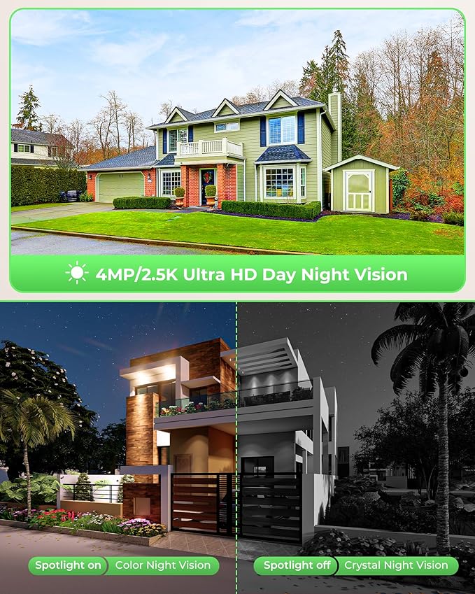 CAMCAMP Solar Security Cameras Outdoor Wireless with 10" 10CH Monitor, 2 Cam-Kit, No Subscription, Solar-Powered, Home Security Cameras System with 360° Pan & Tilt, 2K Color Night Vision, HDMI Output
