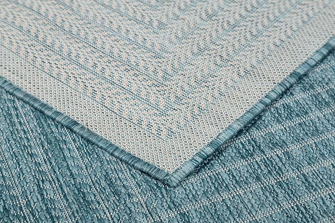 Adiva Rugs Outdoor Indoor Area Rug, Weather Resistant, Easy to Clean, Stain Resistant Floor Mat for Dining Room, Backyard, Deck, Patio (Aqua Weiss, 8' x 10')