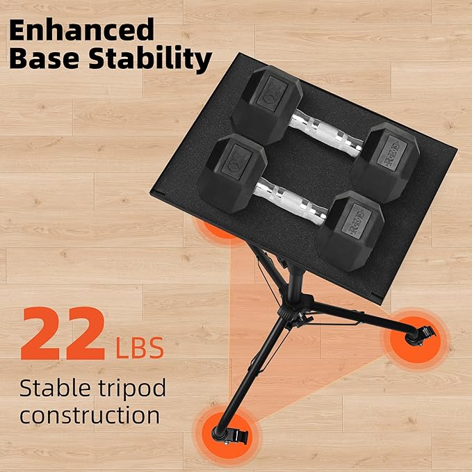 Projector Stand Tripod – 24 to 59 Inch Adjustable Height – Dual Shelves Laptop Tripod Stand with Moveable Wheels and Phone Holder, Portable Laptop Stand for Office, Stage & Outdoor Use