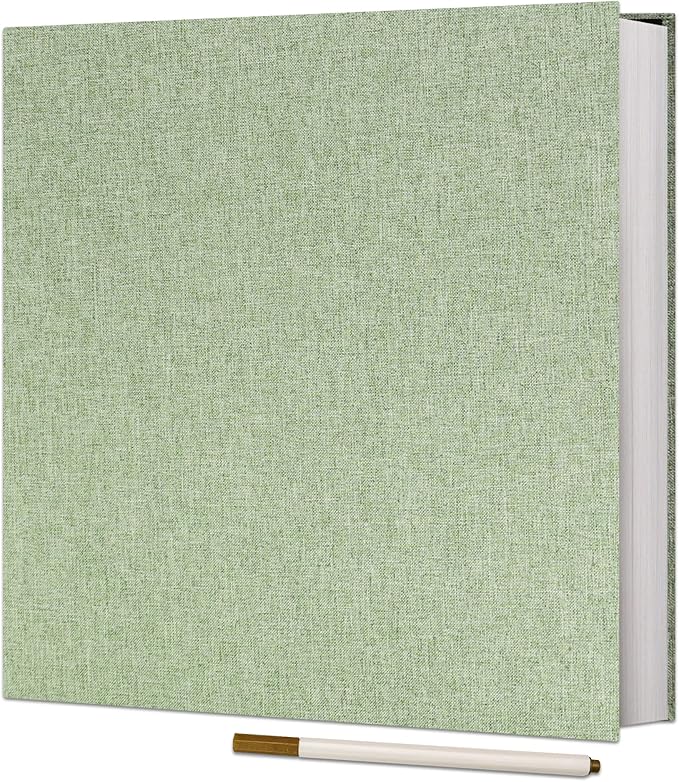 Vienrose Large Photo Album Self Adhesive for 4x6 5x7 8x10 Pictures Scrapbook Album DIY Scrap Book 40 Sticky Pages with A Metallic Pen Grassgreen
