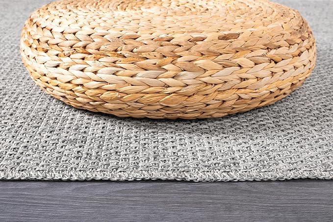 CAMILSON Easy Jute Rug 2x3, Indoor Outdoor Gray Color Farmhouse Area Rugs for Living Room and Kitchen Rug, Solid Boho Woven Design, Easy-Cleaning, Washable Outside Carpet Alfombras (2 x 3)