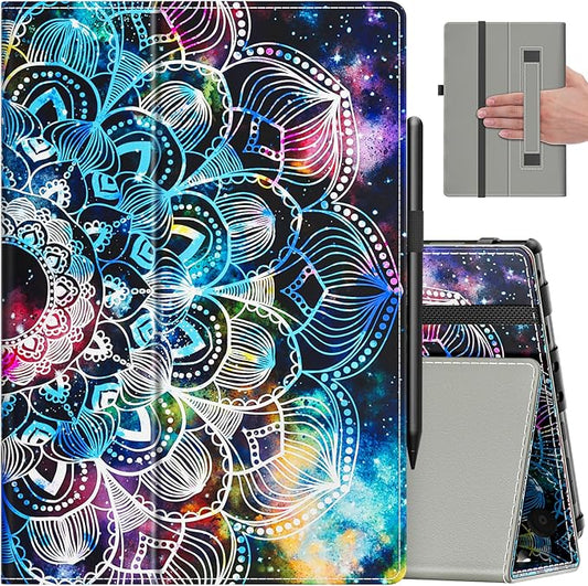 VORI Case for 2023/2021 Release Amazon Kindle Fire HD 10 Tablet (13th/11th Generation) and Fire HD 10 Plus 10.1" - Slim Folding Stand Folio Cover with Auto Wake/Sleep & Hand Strap, Mandala