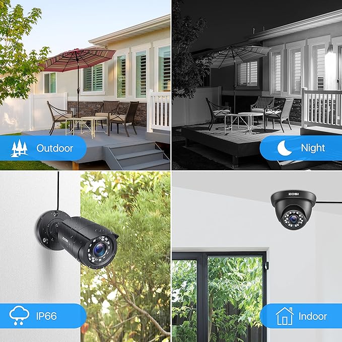ZOSI 8CH 5MP Lite Security Camera System Outdoor,H.265+ 8 Channel 5MP Lite Video DVR Recorder and 8X1920TVL Weatherproof Home CCTV Cameras,80ft Night Vision,Motion Alert,Remote Access,NO Hard Drive