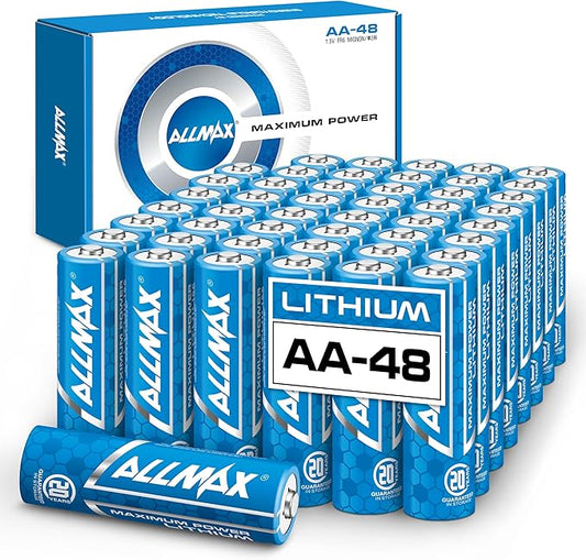 Allmax AA Maximum Power Lithium Batteries (48 Count) – Longest Lasting, Leakproof, 20-Year Shelf Life, Ultimate Performance, Perfect for Blink Security Cameras (1.5V)