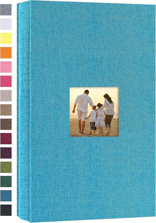 potricher Small Photo Album 4x6 300 Photos Linen Cover Picture Photo Book for Family Wedding Anniversary Baby Vacation (Blue,300 Pockets)