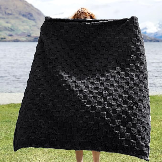 Bedsure GentleSoft Black Throw Blanket for Couch - Super Soft Cozy Blankets Gifts for Women Men Girls, Cute Small Fleece Throws for Bedroom Home Decor, 50x70 Inches