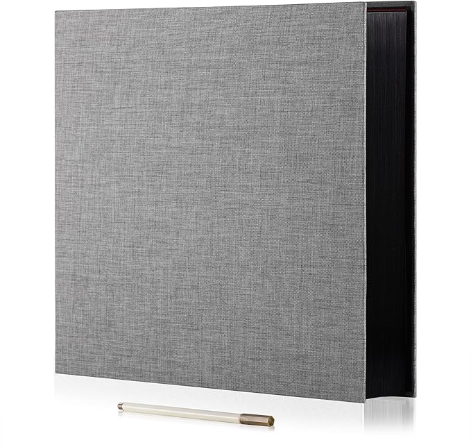 Large Photo Album Self Adhesive for 4x6 8x10 Magnetic Scrapbook Album DIY 60 Black Sticky Pages Linen Cover Photo Album(Grey)