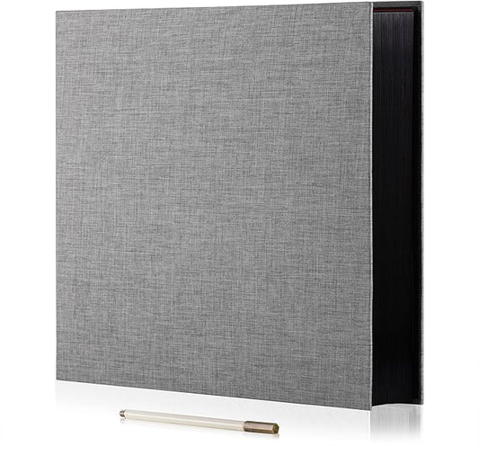 Large Photo Album Self Adhesive for 4x6 8x10 Magnetic Scrapbook Album DIY 60 Black Sticky Pages Linen Cover Photo Album(Grey)