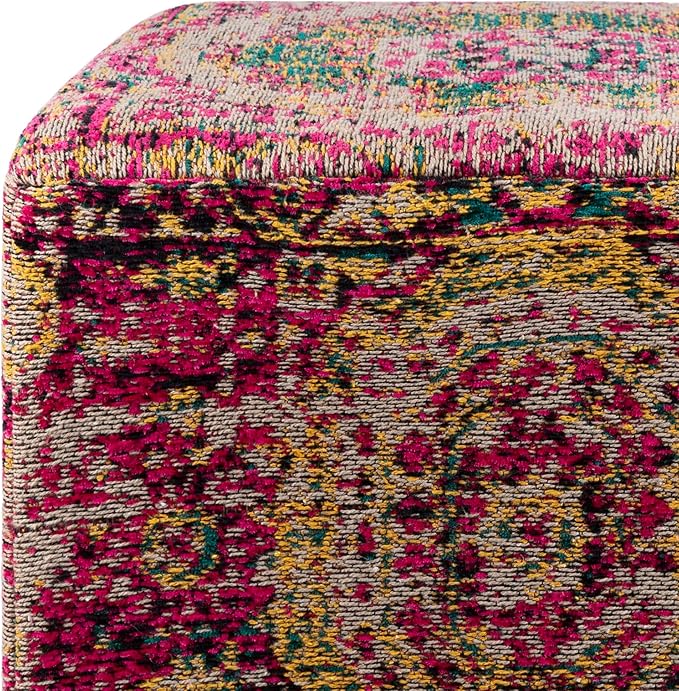Mark&Day Pouf Ottoman, Kaltenleutgeben Traditional Bright Pink Cube Pouf Foot Rest for Living Room, Bedroom and Boho Home Decor (18"x18"x18")