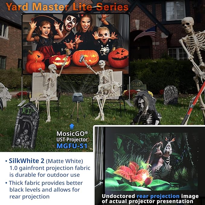 Elite Screens Yard Master Lite, 125-inch Outdoor Projector Screen 16:9 Double Sided Wrinkle-Free Foldable Portable Indoor Movie Projection Screen, | US Based Company 2-Year Warranty,OMS125HLITE