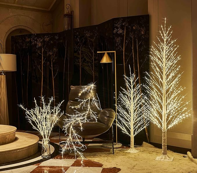 Birchlitland LED Alpine Trees 6FT 810L Warm White Fairy Lights, Lighted Trees for Indoor Outdoor Home Thanksgiving Christmas Holiday Decoration