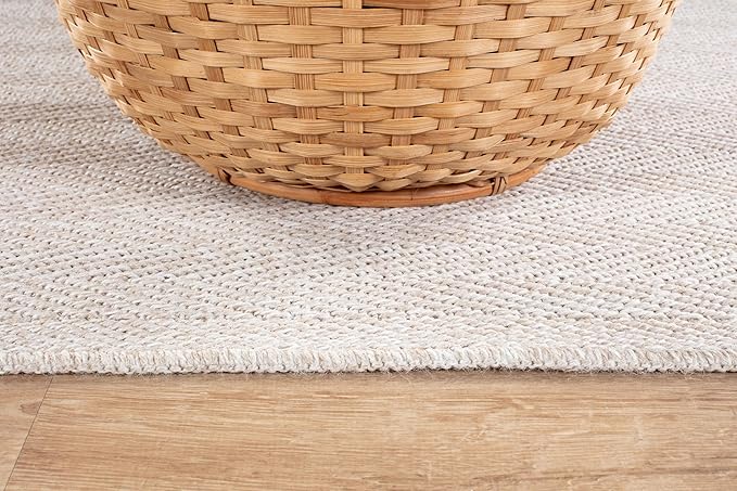 CAMILSON Indoor and Outdoor Runner Rug Off-White Herringbone Seagrass Boho Design Easy-Cleaning Non Shedding Fiber Living Room Bedroom Garden Patio and Kitchen Washable Outside Carpet Alfombras (2x7)