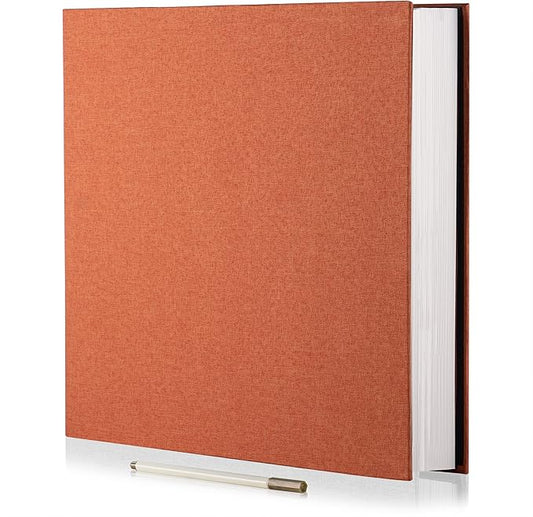 Photo Album Self Adhesive 3x5 4x6 5x7 6x8 8x10 8.5x11 11x10.6 Magnetic Scrapbook Album DIY Length 11x10.6 Inch 40 Pages Linen Cover DIY Photo Album with A Metallic Pen and and Plastic Board(Orange)